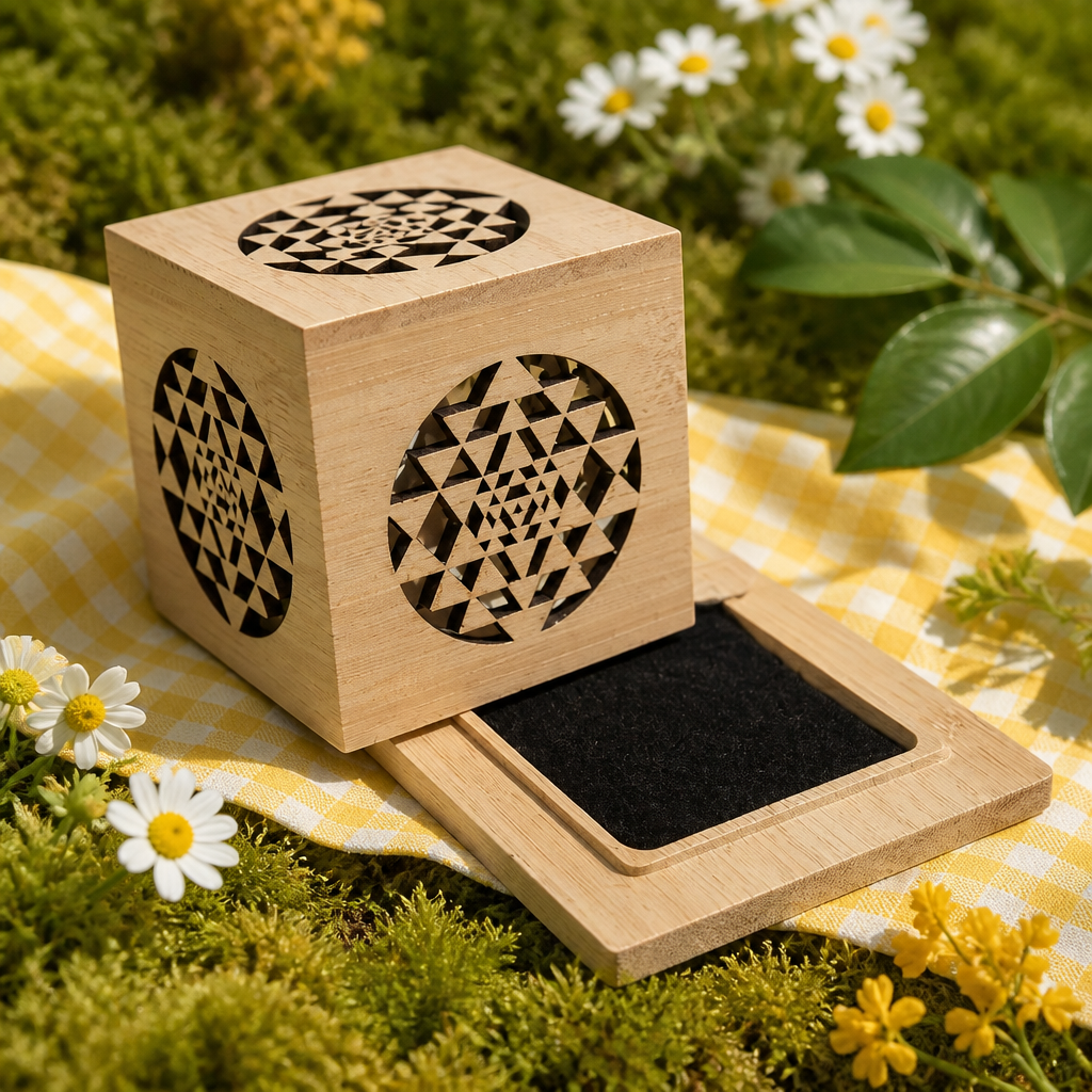 Golden Bamboo Purification Box — Sri Yantra Sacred Geometry - NekokOi