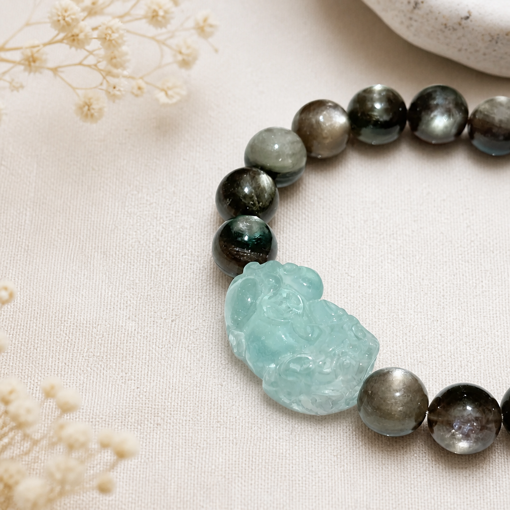 Lepidolite · Fluorite Pi Xiu Bracelet - NekokOi