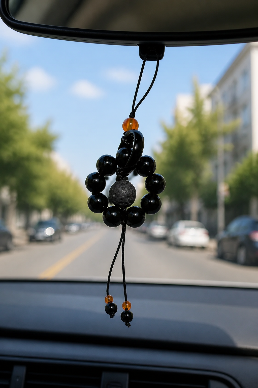 Silver Obsidian Planet Bead Ring Charm - Enhance Your Cosmic Connection & Aegis of Protection