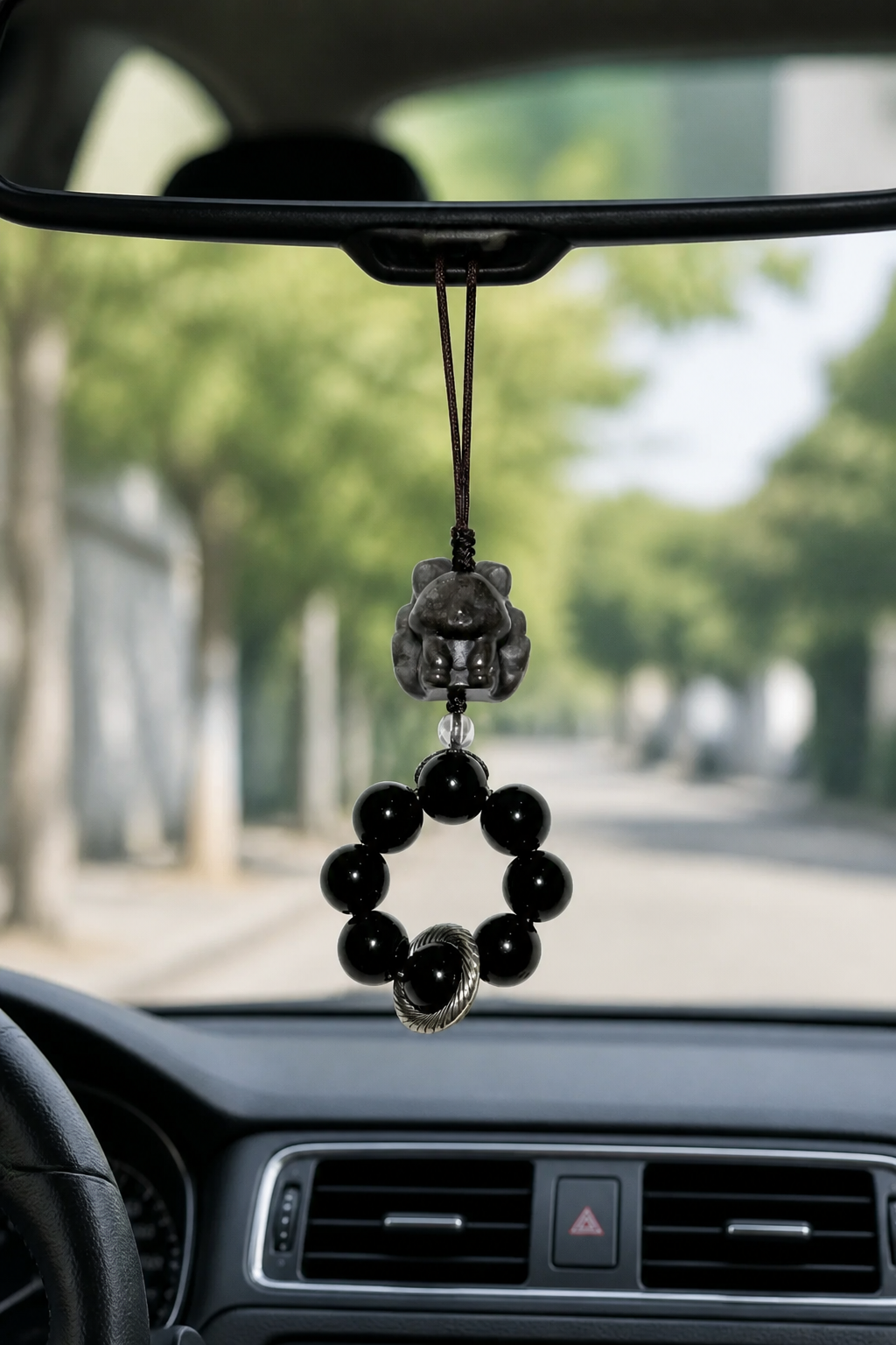 Silver Obsidian Nine-Tailed Fox Charm – Love & Protection