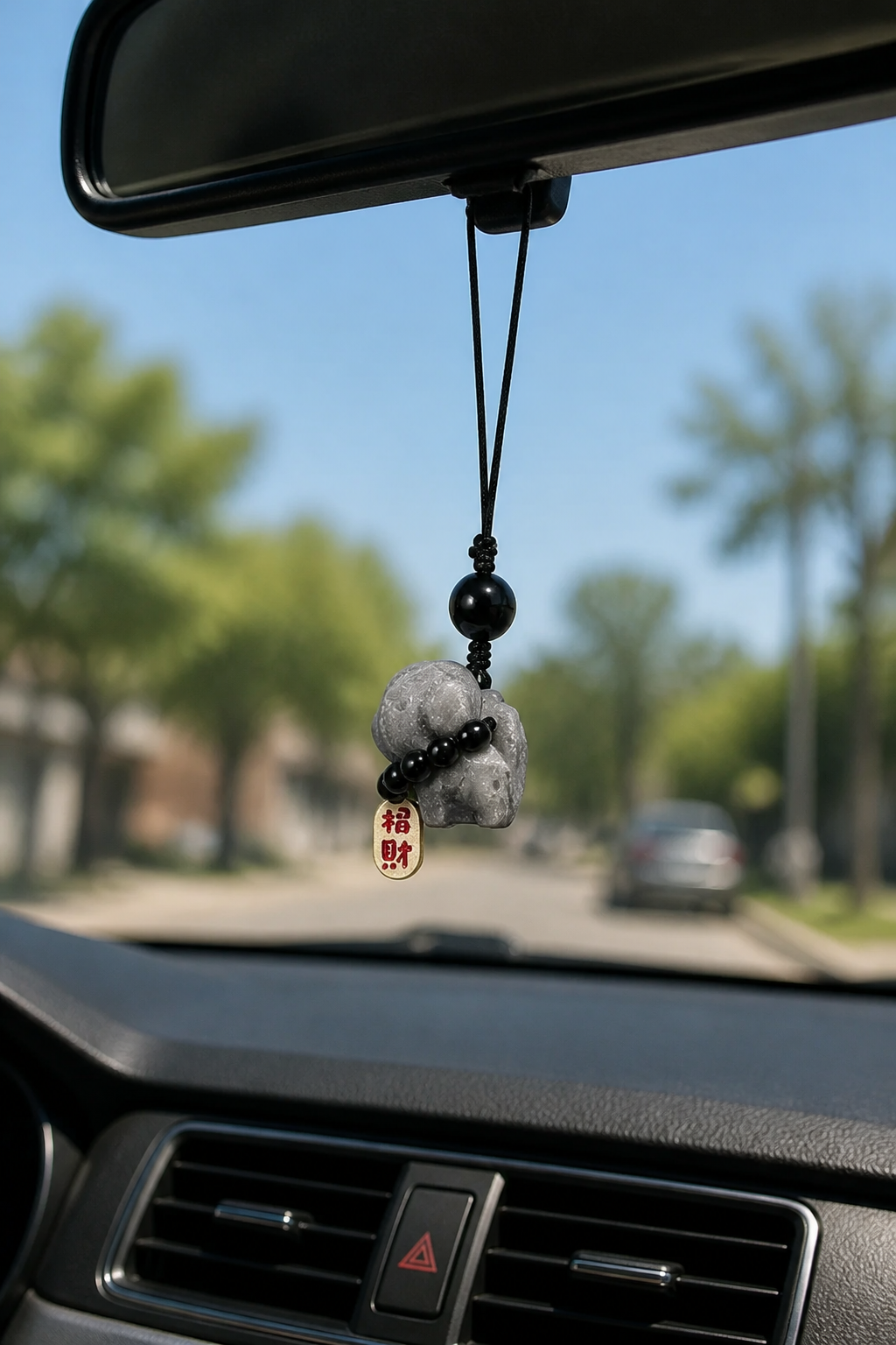 Silver Obsidian Dog Charm – Blessing & Wealth