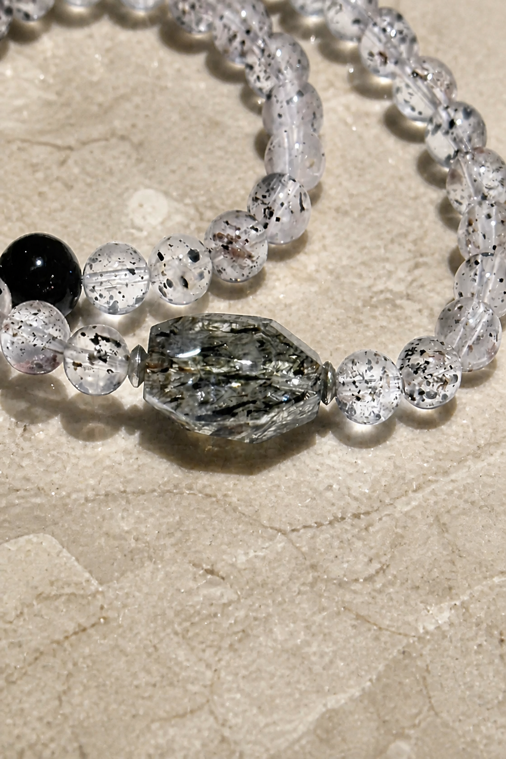 Golden Super Seven · Black Biotite Super Seven Double-Strand Bracelet