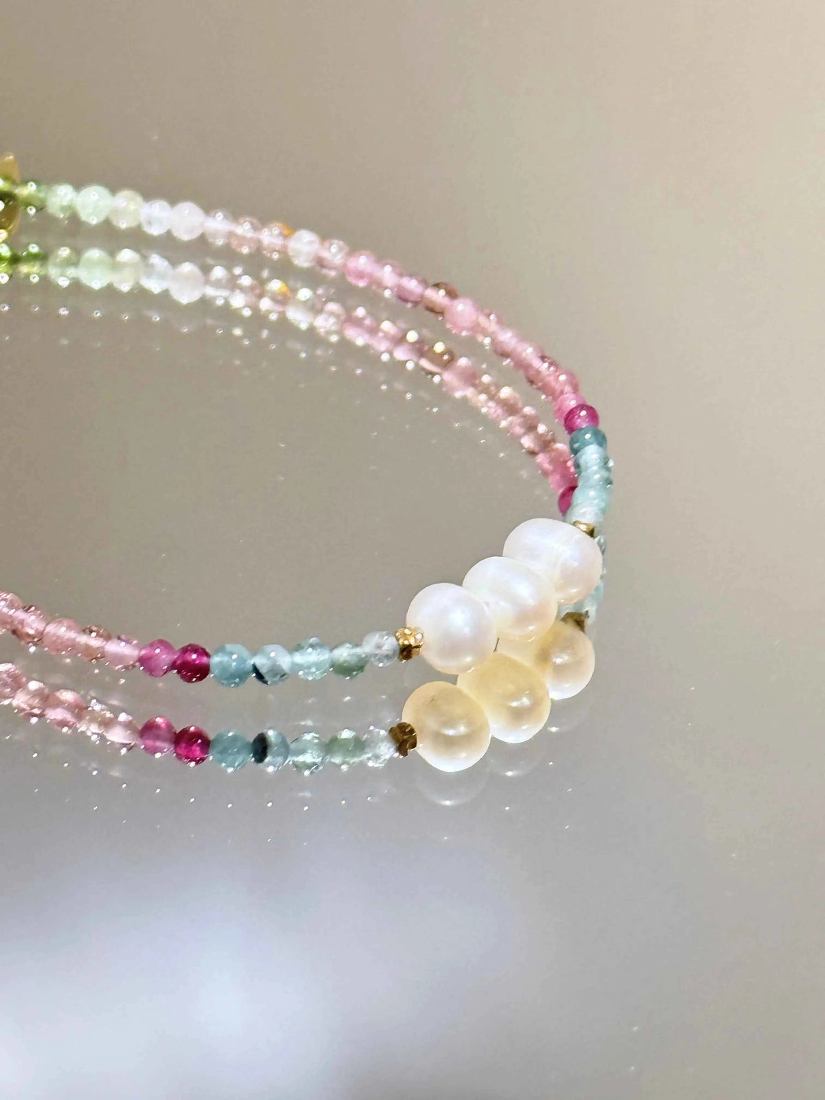 Pastel Tourmaline & Freshwater Pearls – S925 Gold-Plated