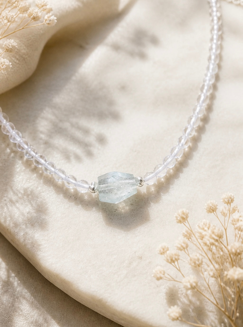 Aquamarine Clear Quartz Necklace - Your Source of Calm and Clarity