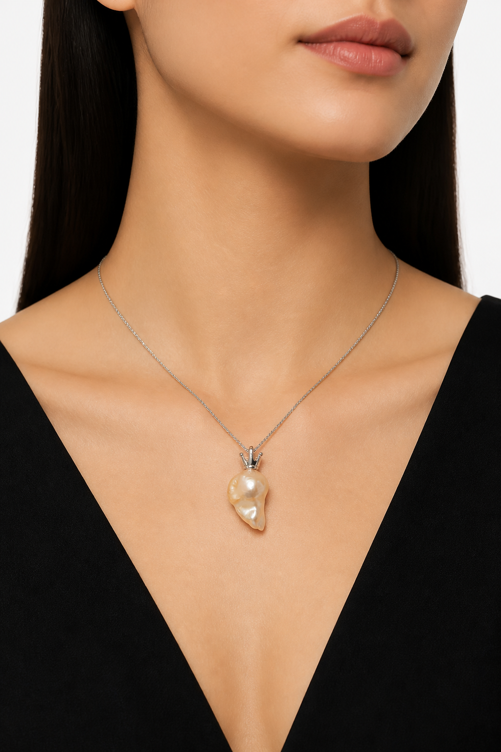 Baroque Pearl Sterling Silver Necklace - NekokOi
