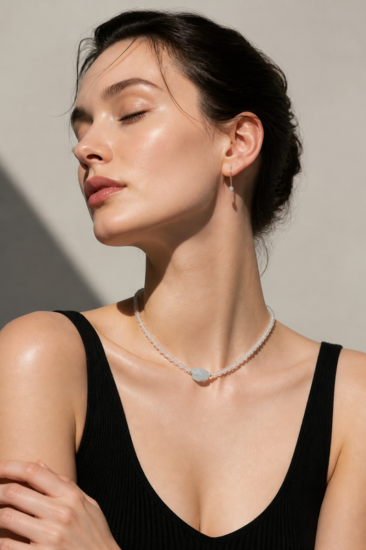 Aquamarine x Clear Quartz Necklace - NekokOi