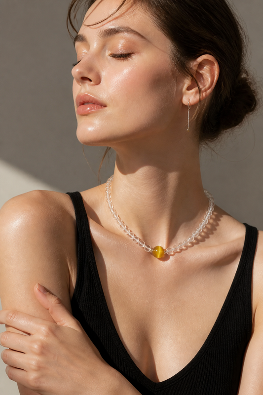 Golden Tiger’s Eye x Clear Quartz Necklace - NekokOi
