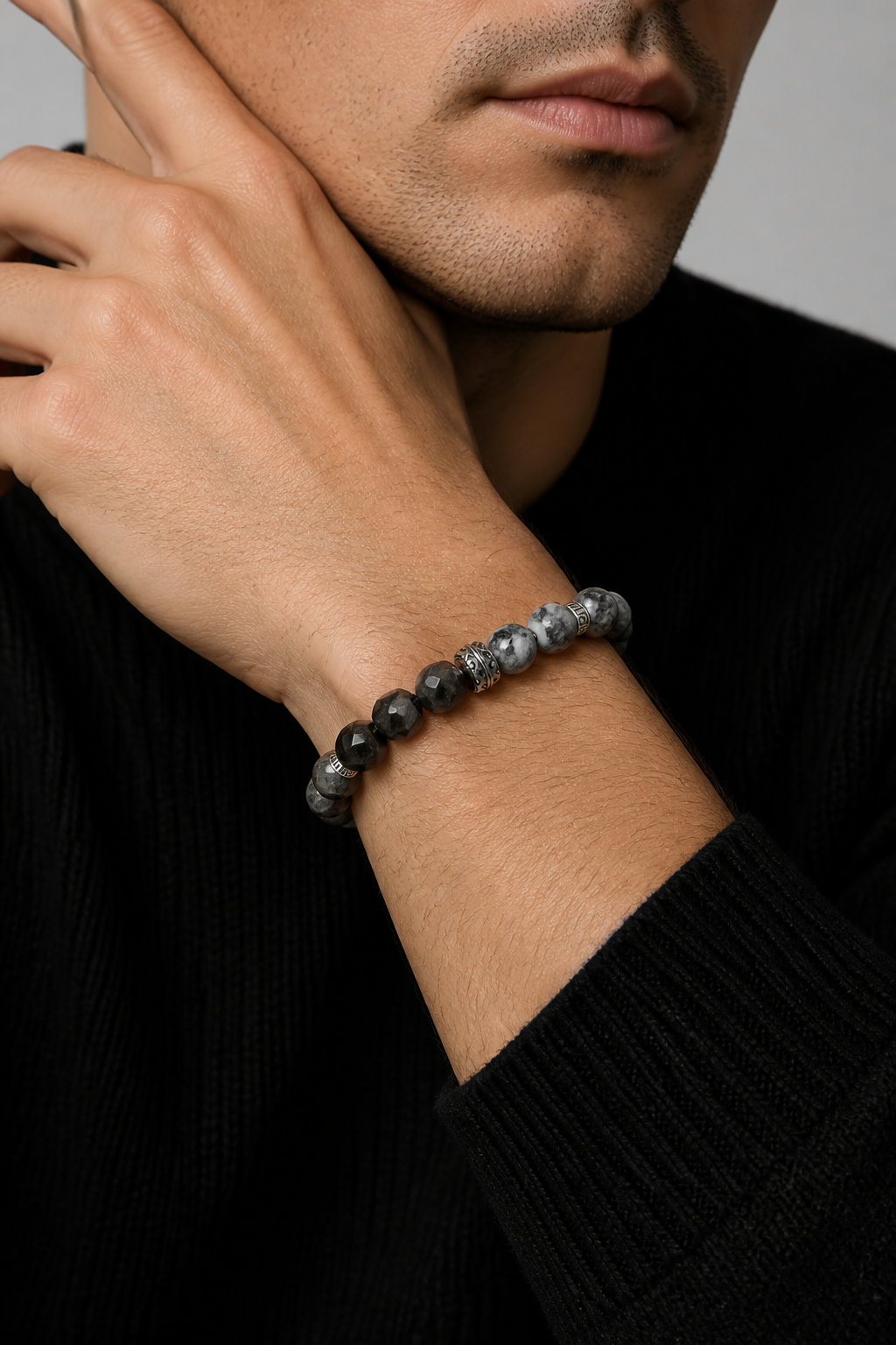 Men’s Dragon Palace Relic × Rainbow Obsidian Bracelet - NekokOi