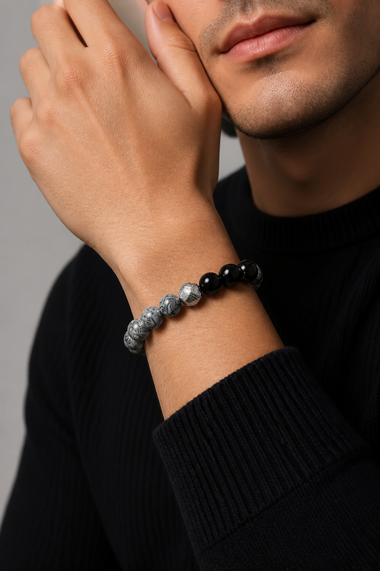 Men’s Dragon Palace Relic × Rainbow Obsidian Bracelet - NekokOi