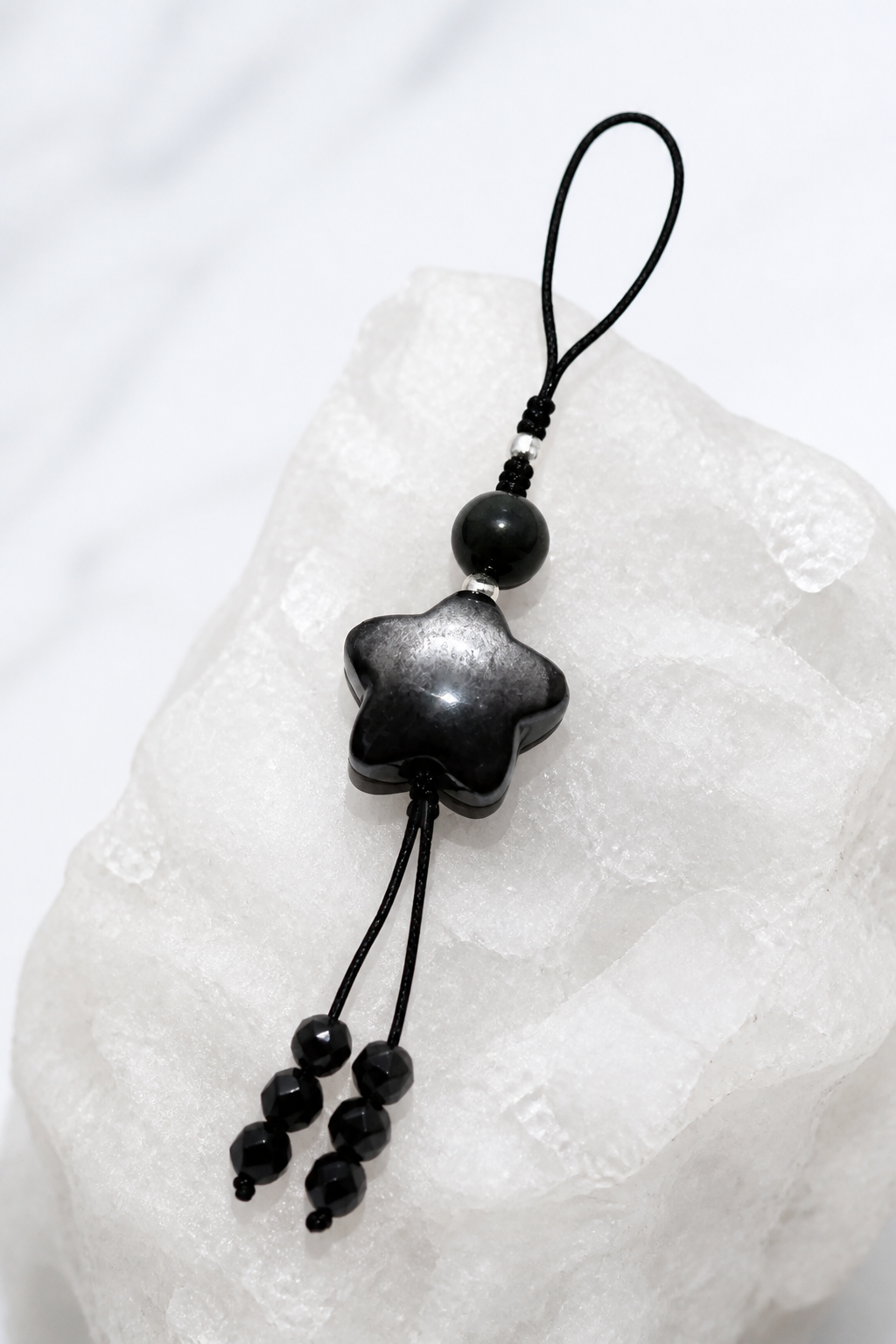 Silver Obsidian Star Charm – Wish & Protection - NekokOi
