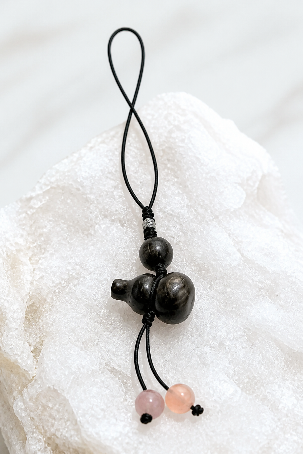 Silver Obsidian Gourd Charm – Health & Fortune - NekokOi