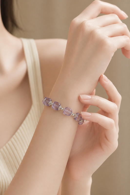 Faceted Lavender Amethyst Elegance Bracelet - NekokOi