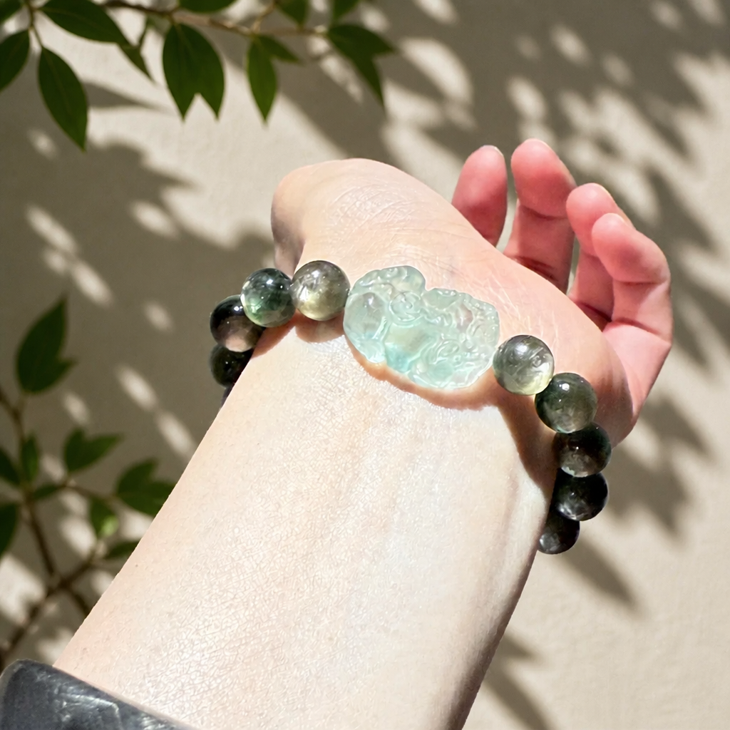 Lepidolite · Fluorite Pi Xiu Bracelet - NekokOi