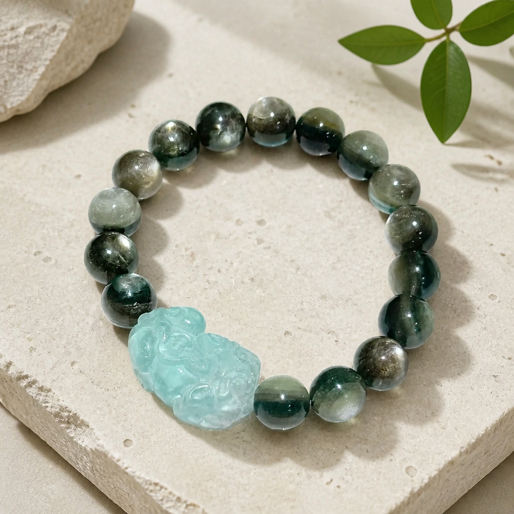 Lepidolite · Fluorite Pi Xiu Bracelet - NekokOi