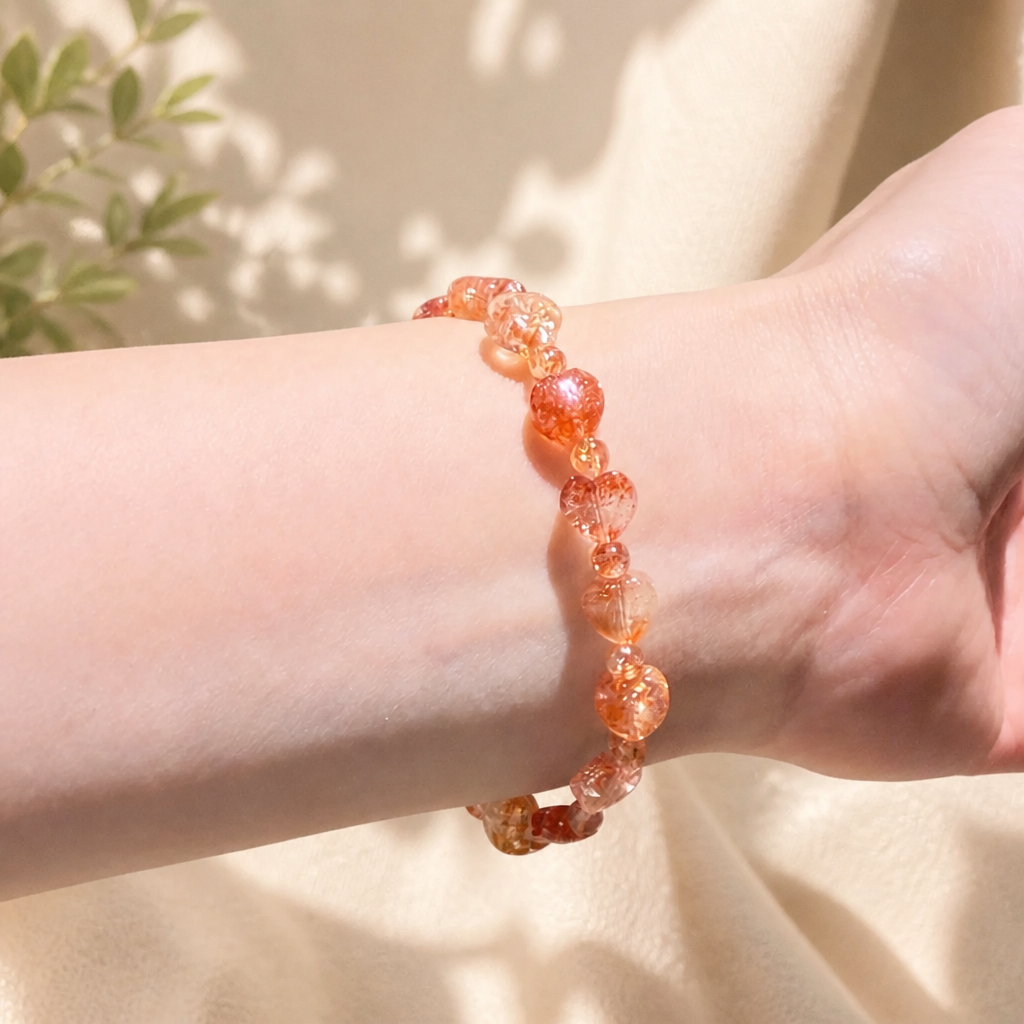 Golden Sunstone Heart Bracelet - NekokOi