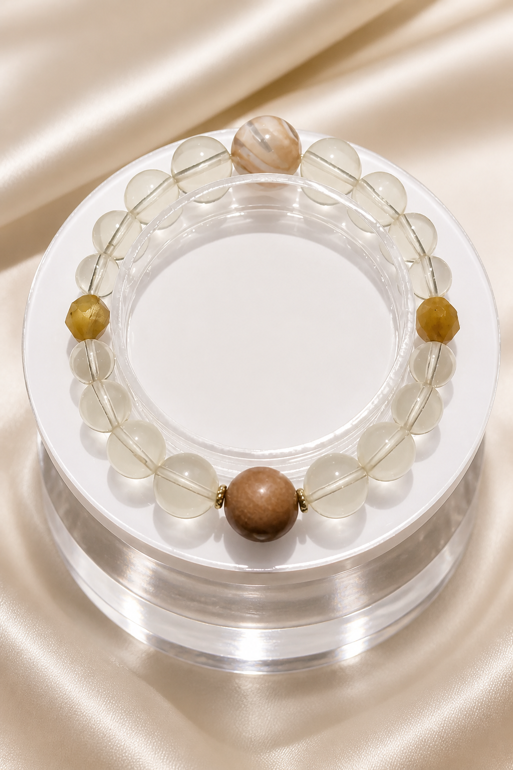 Lemon Citrine · Sandalwood · Golden Shell Bracelet - NekokOi