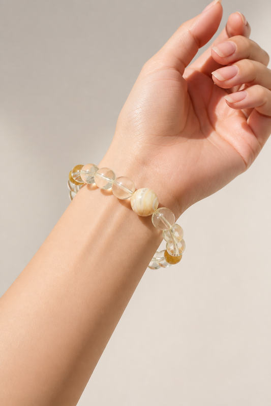 Lemon Citrine · Sandalwood · Golden Shell Bracelet