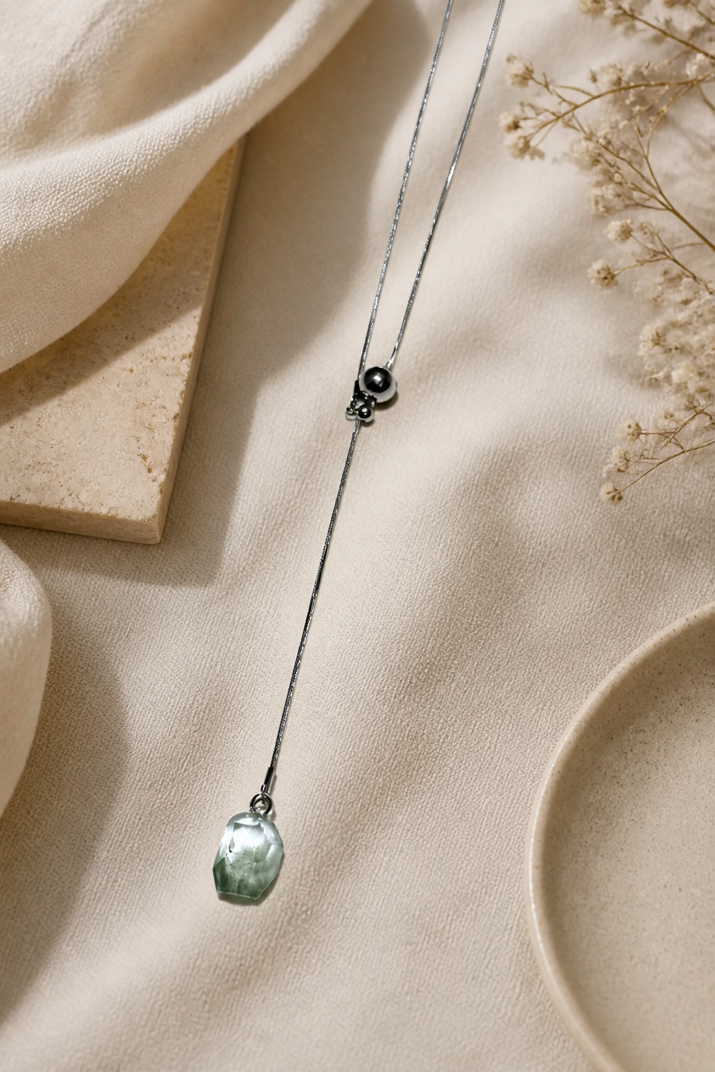 Transform Your Look with the Titanium Steel Green Phantom Quartz Necklace