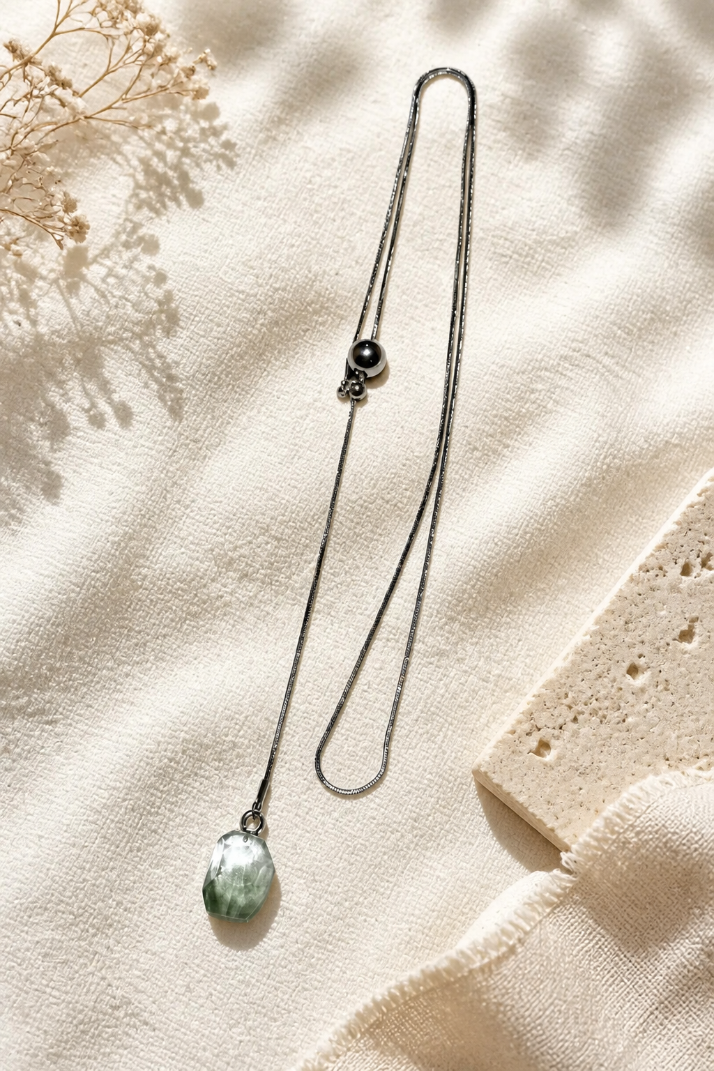 Transform Your Look with the Titanium Steel Green Phantom Quartz Necklace