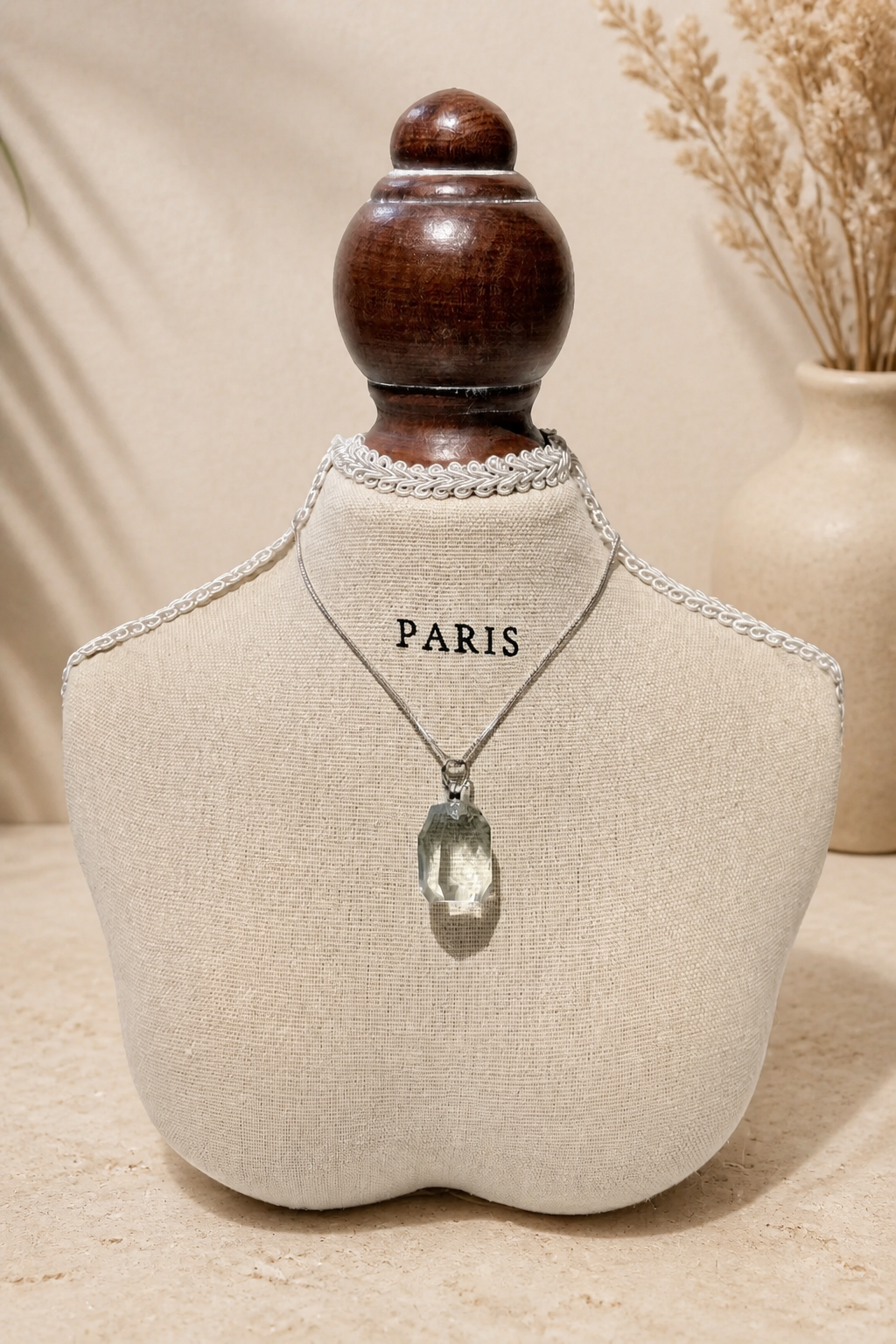Starlight Green Phantom Crystal Necklace in Sterling Silver – Elevate Your Elegance