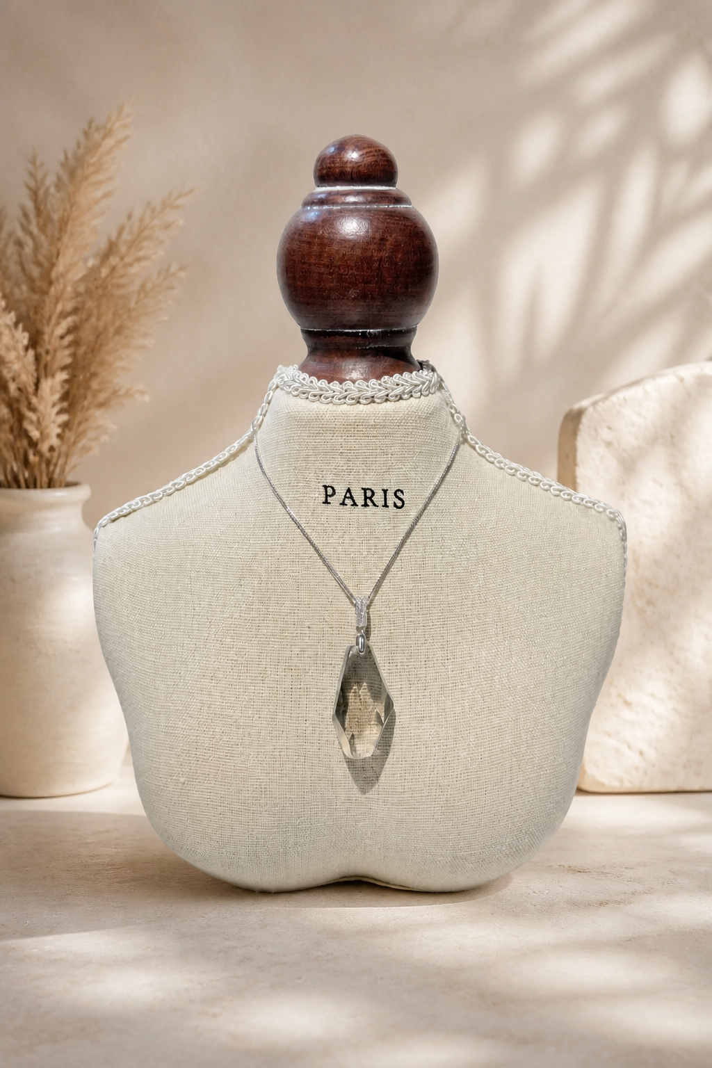 Elegant Brazilian Green Quartz Pendant - Modern Geometric Charm for Vitality and Balance