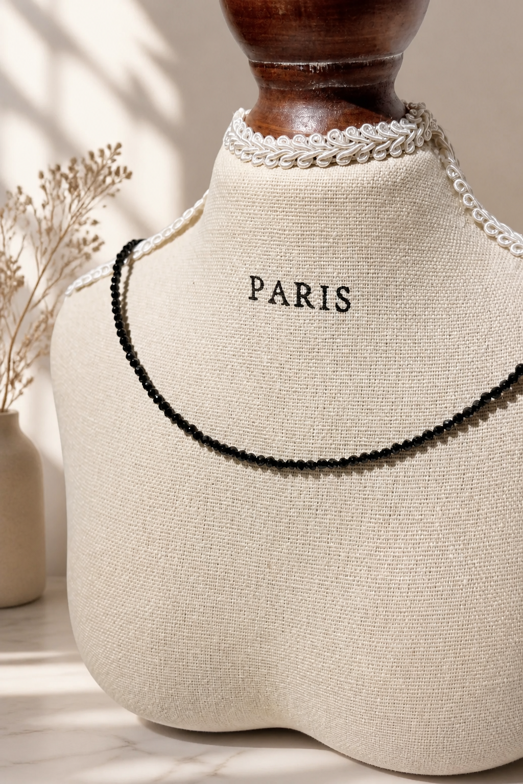 Elegant Black Spinel Baby Necklace for Strength and Protection