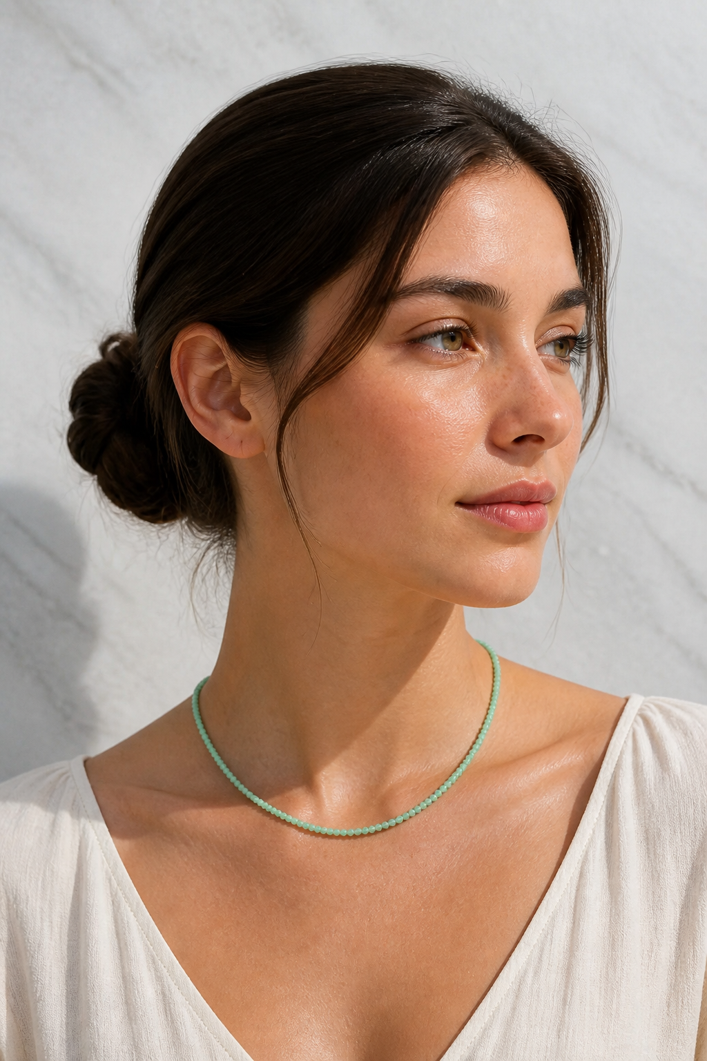 Serenity & Compassion: Green Angelite Baby Necklace for Inner Peace