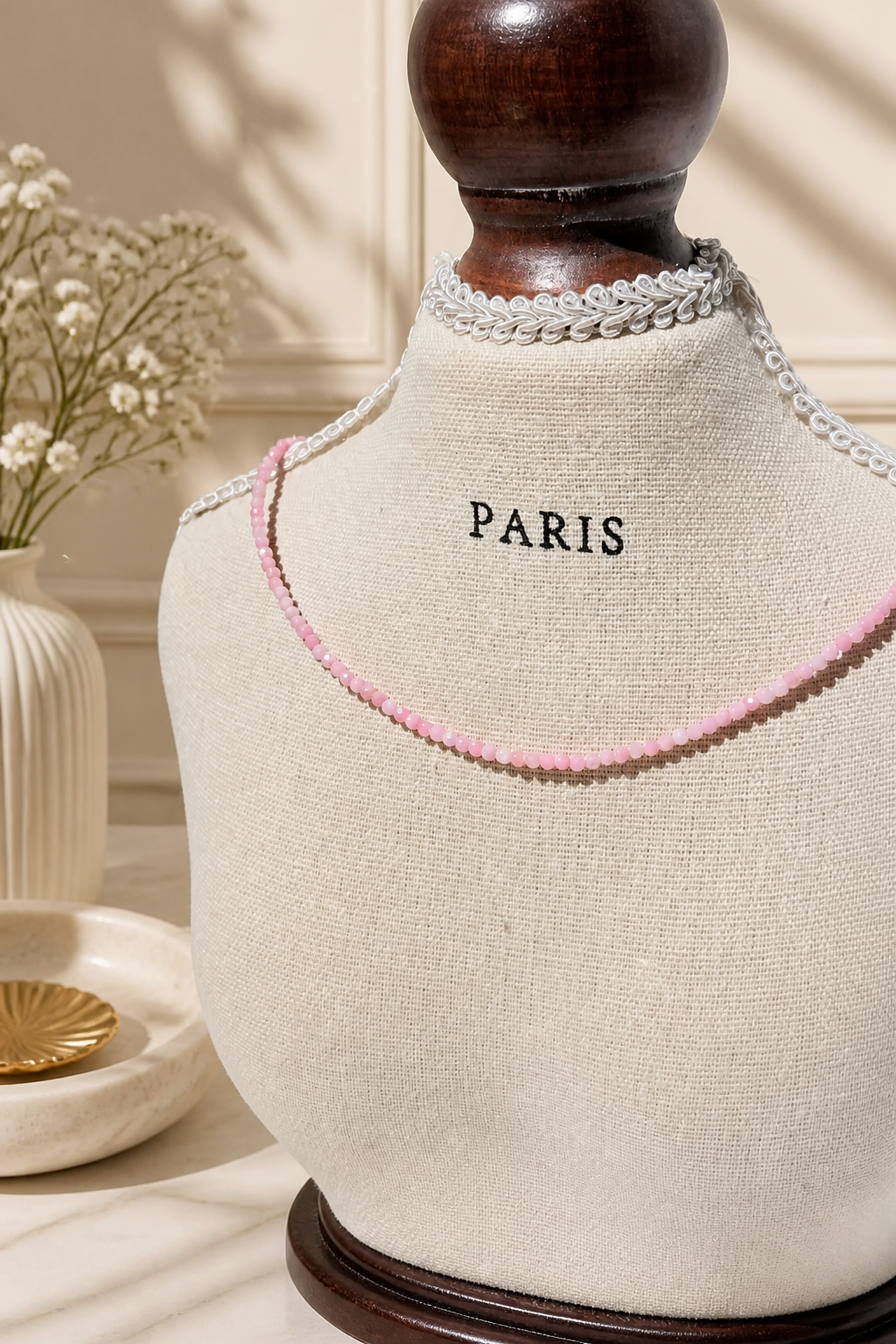 Elegant Pink Opal Baby Necklace for Love and Emotional Healing