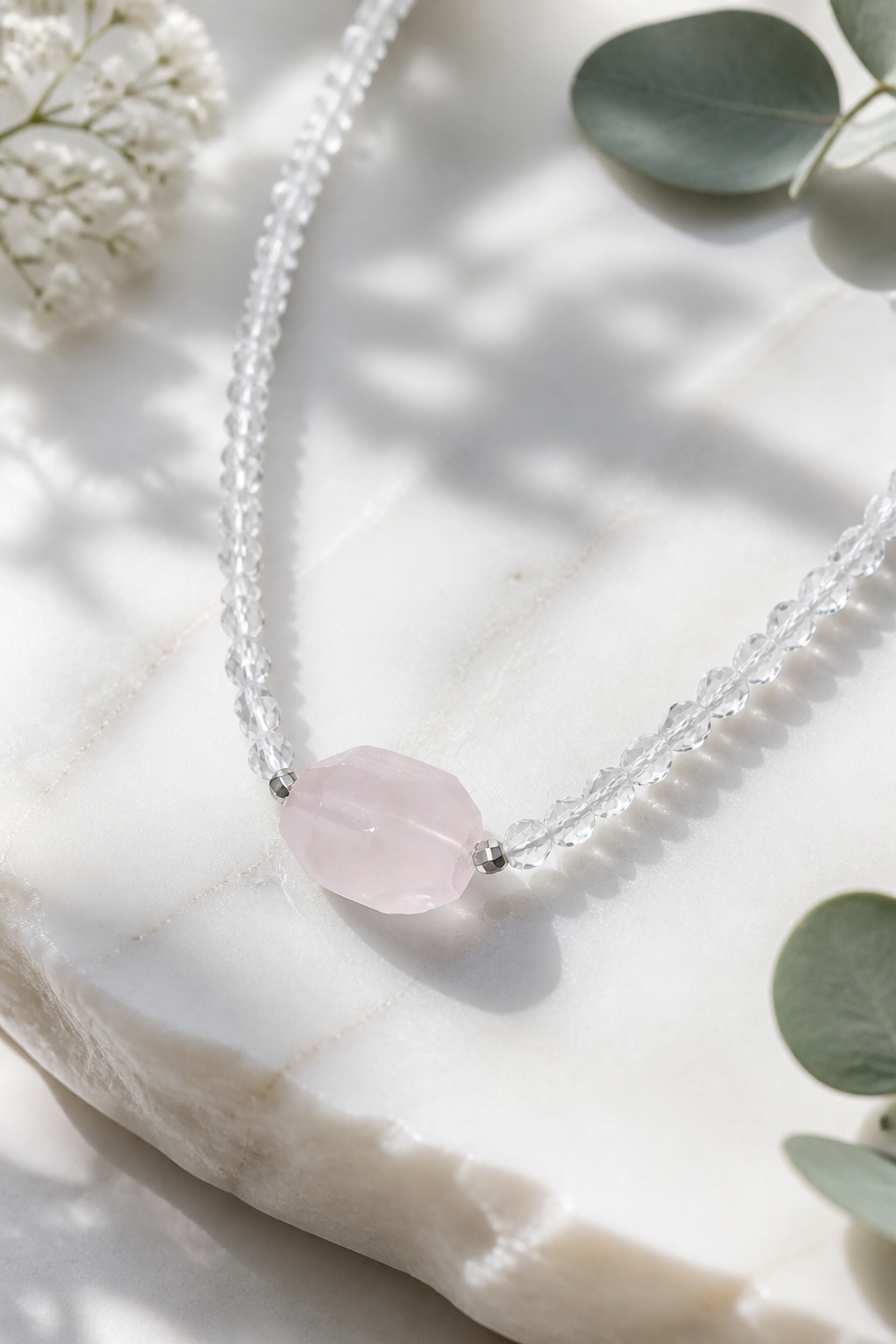 Grapefruit Pink Quartz Necklace - The Perfect Blend of Elegance and Emotional Healing