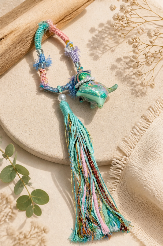 Handcrafted Lacquer Cat Pendant - Charming Artistry for Good Fortune