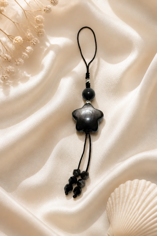 Silver Obsidian Star Charm – Wish & Protection