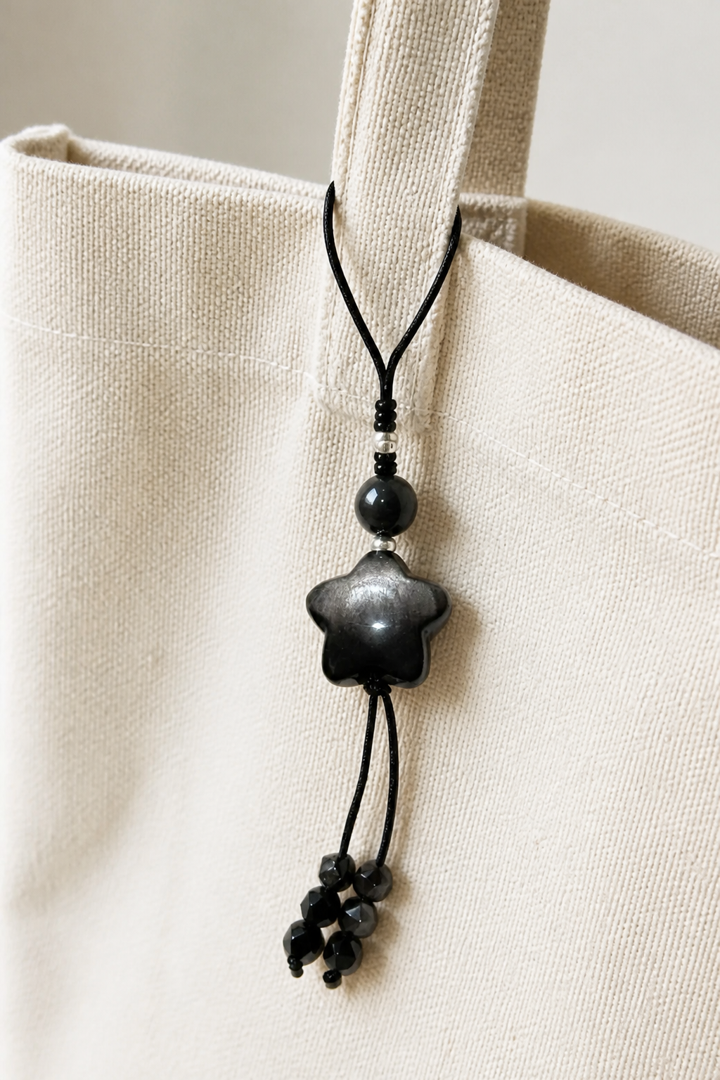 Silver Obsidian Star Charm – Wish & Protection