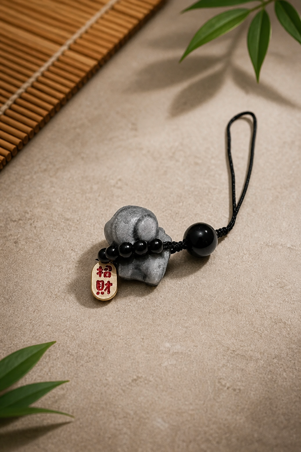Silver Obsidian Dog Charm – Blessing & Wealth