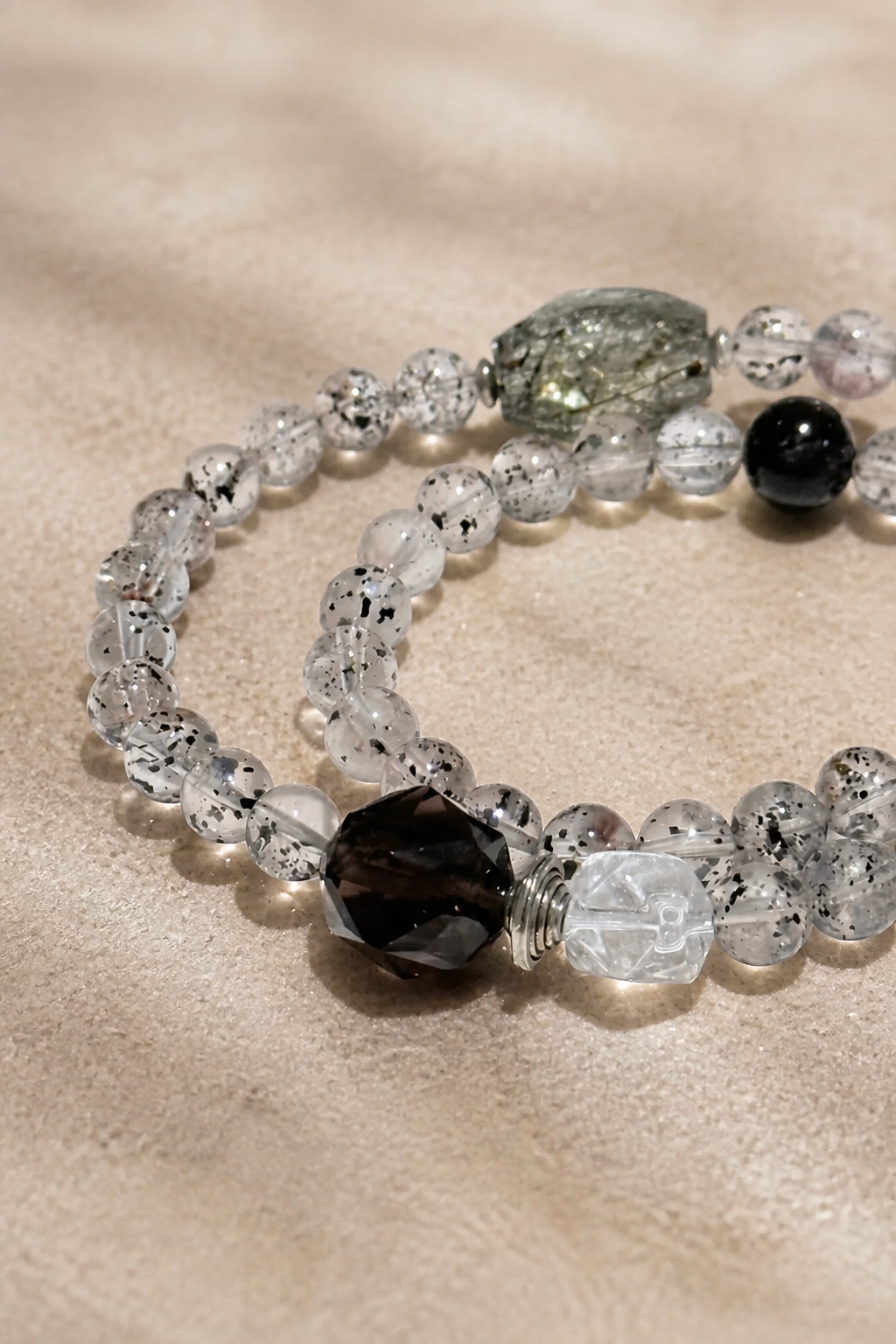 Golden Super Seven · Black Biotite Super Seven Double-Strand Bracelet