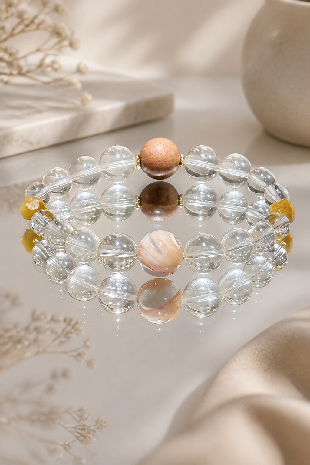 Lemon Citrine · Sandalwood · Golden Shell Bracelet