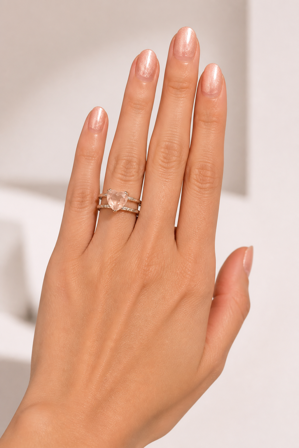 Rose Quartz Heart Ring