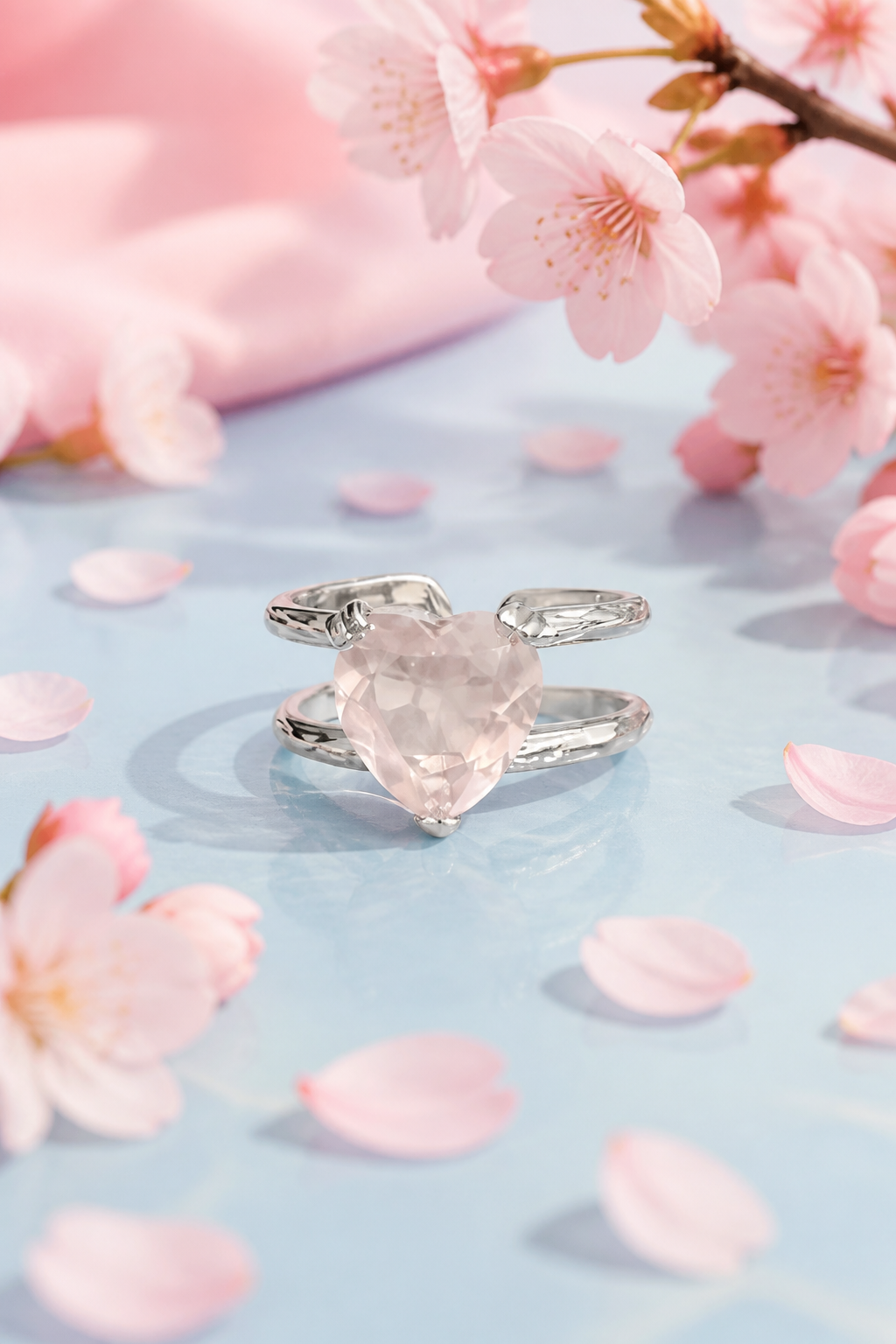Rose Quartz Heart Ring