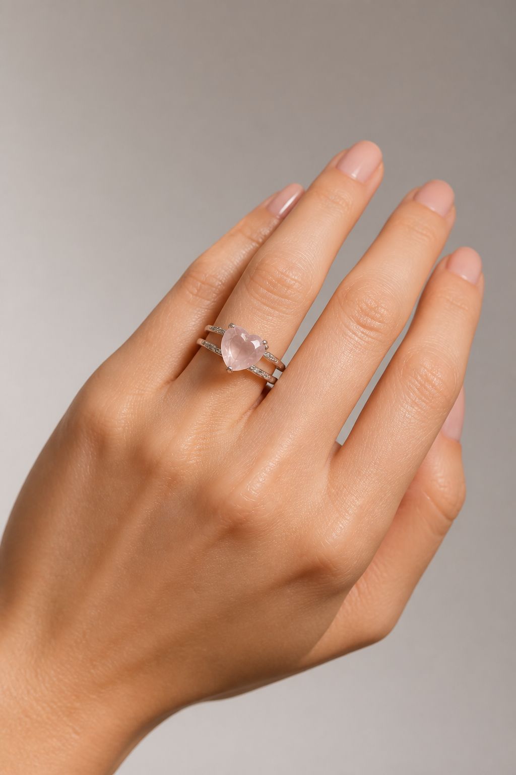 Rose Quartz Heart Ring