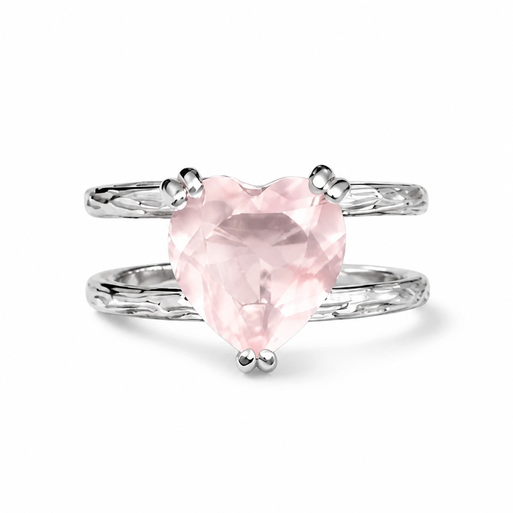Rose Quartz Heart Ring