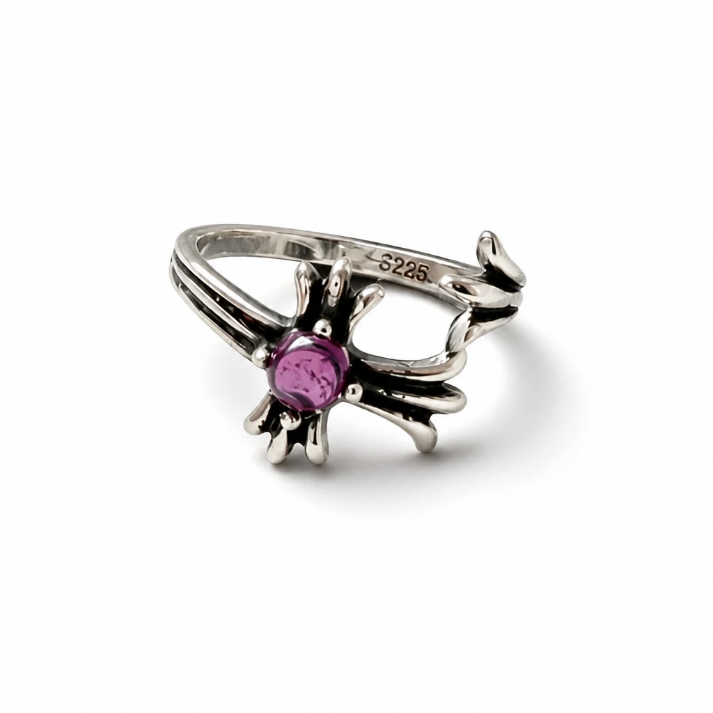 Rhodolite Garnet Adjustable 925 Sterling Silver Ring