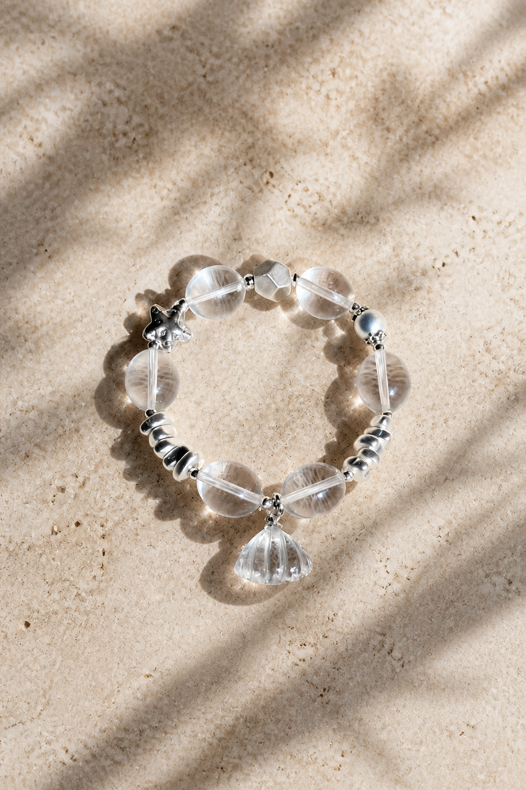 Starlight Clarity Bracelet – Clear Quartz & Silver Charm Design