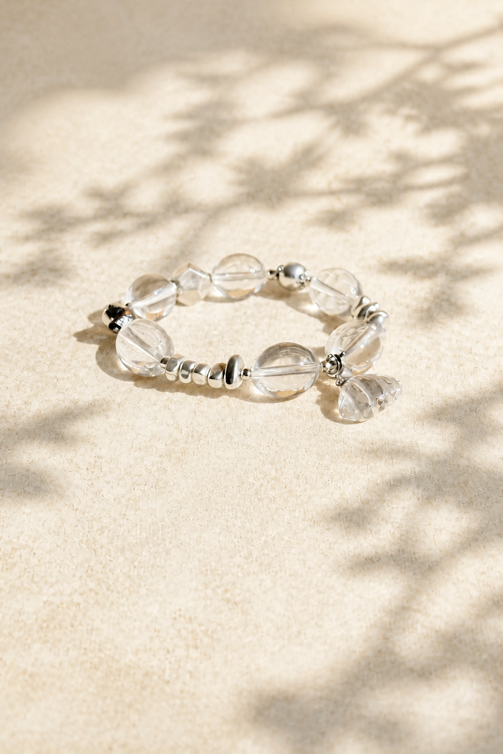 Starlight Clarity Bracelet – Clear Quartz & Silver Charm Design