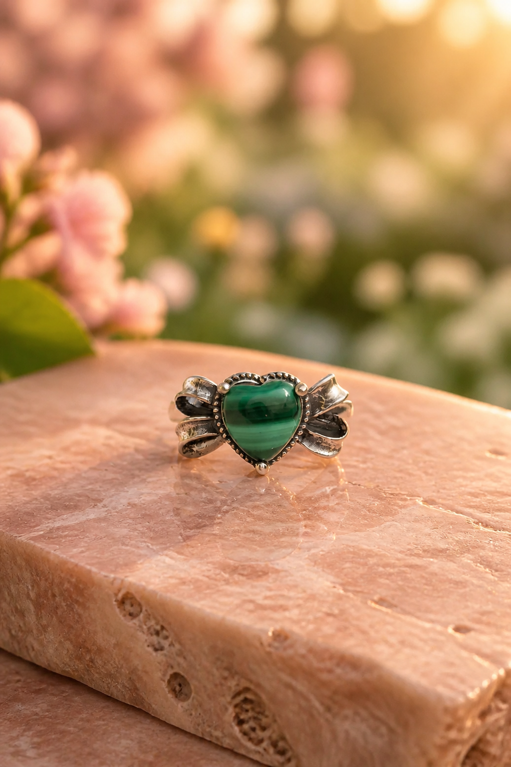 Malachite S925 Silver Adjustable Ring