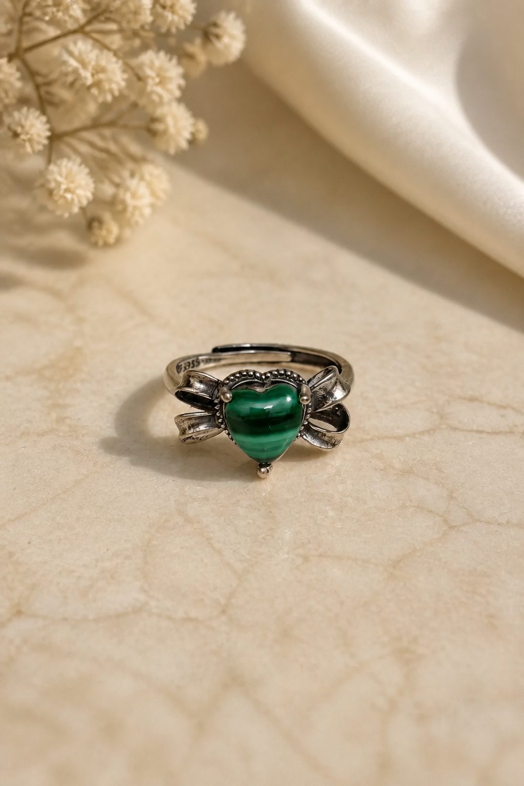 Malachite S925 Silver Adjustable Ring