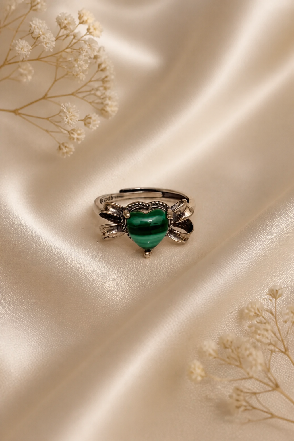 Malachite S925 Silver Adjustable Ring