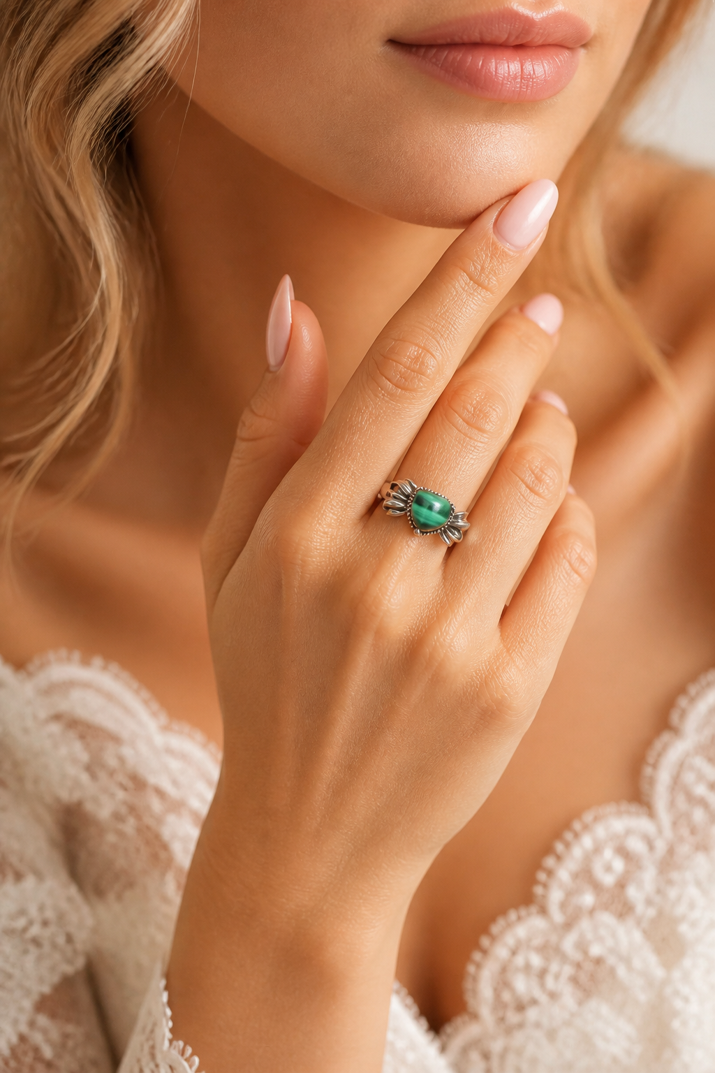 Malachite S925 Silver Adjustable Ring