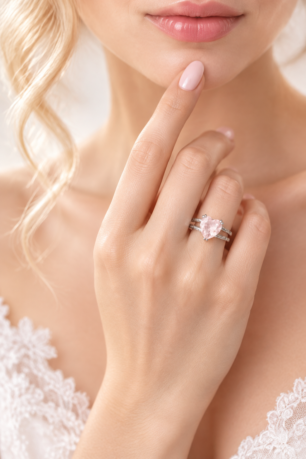 Rose Quartz Heart Ring