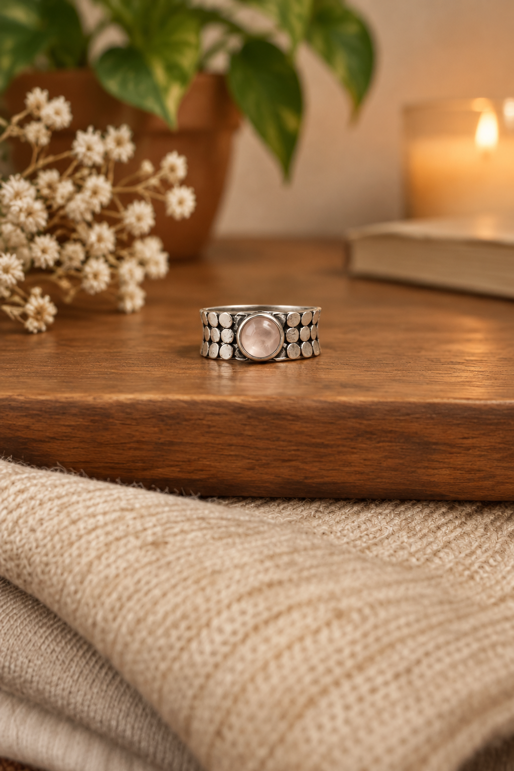 Pink Larimar S925 Adjustable Ring