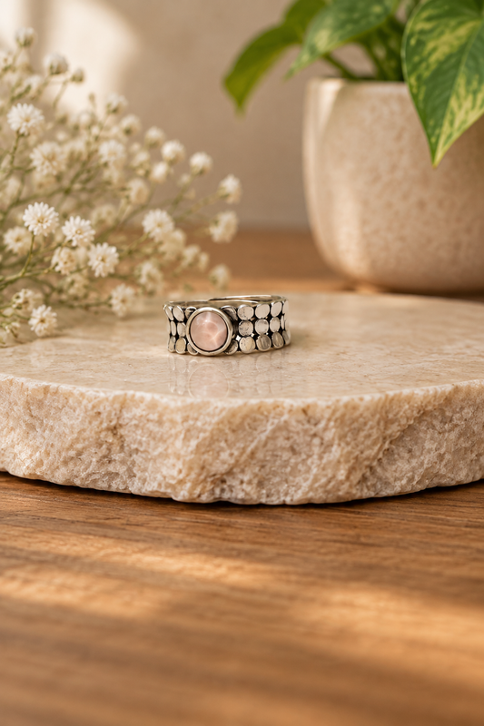 Pink Larimar S925 Adjustable Ring