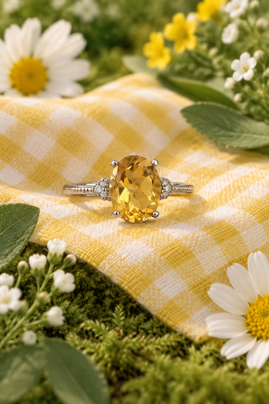 Brazilian Citrine S925 Adjustable Ring